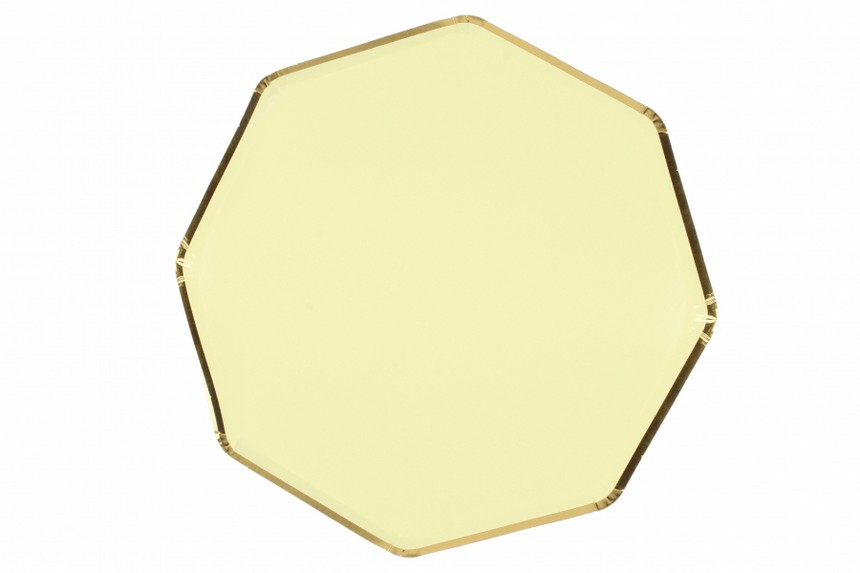 Тарілки паперові жовті з золотим обідком 18см (10шт.)
