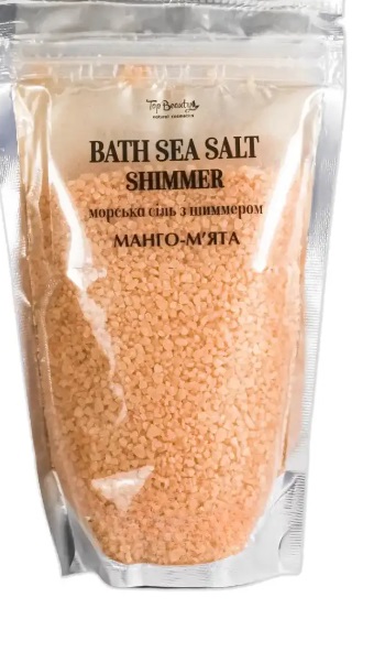 МОРСЬКА СІЛЬ ІЗ ШИМЕРОМ МАНГО-М'ЯТА TOP BEAUTY BATH SEA SALT SHIMMER ЖОВТА 